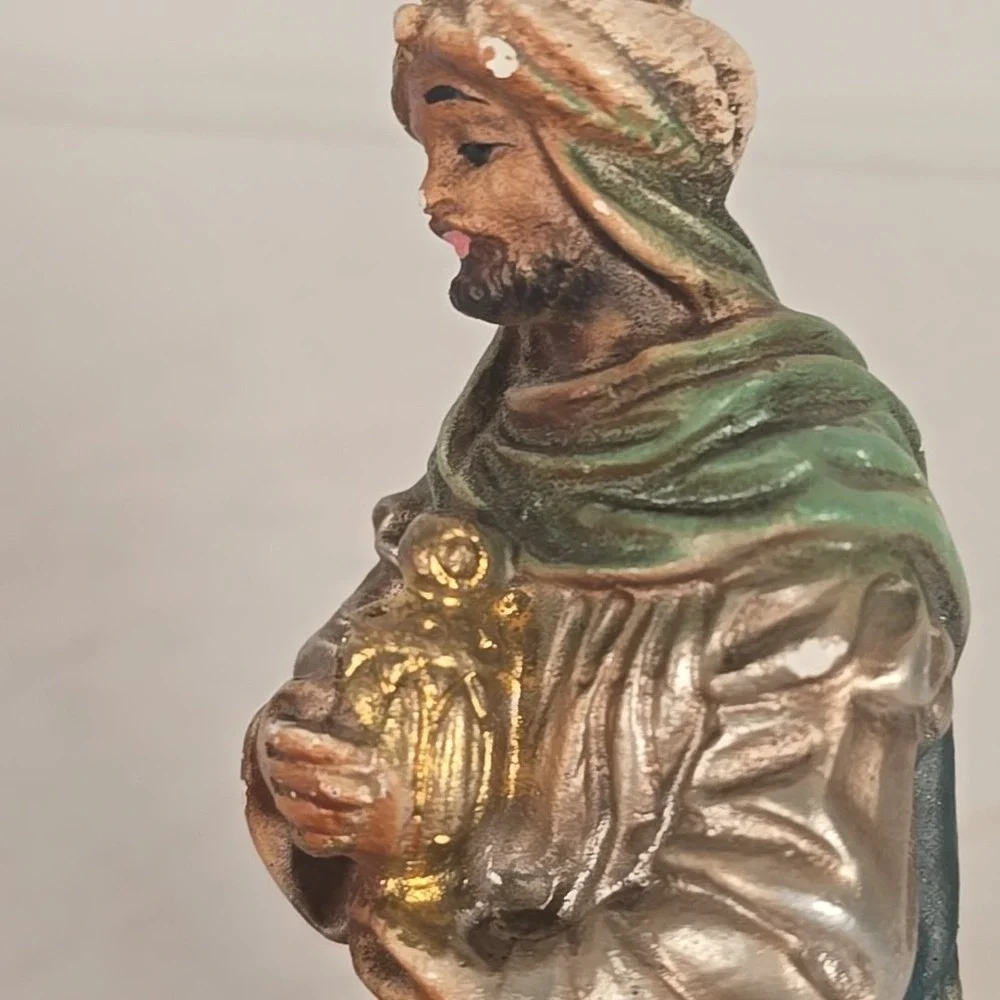 Vintage Nativity Black Wisemen King Made Italy 6.75